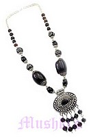 Single Row Resin Necklace With Brass Pendant - click here for large view
